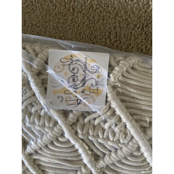 Set of 2 Macrame Throw Pillow 18x18 " Boho Decorative Garden Hand Woven - Picture 7 of 7